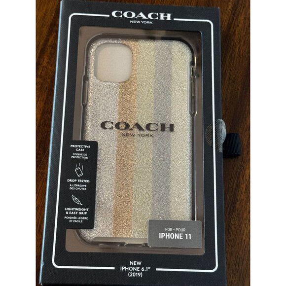 Genuine OEM Coach Protective Case for iPhone 11 6.1" Americana Glitter Silver - Picture 1 of 4
